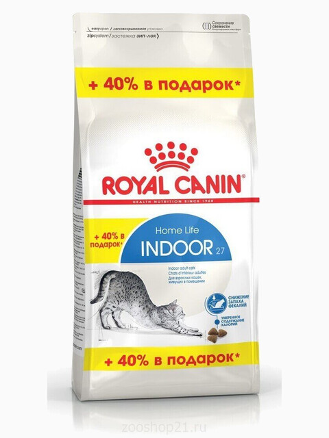 Корм Royal Canin Indoor для домашних кошек 1-7 лет, 400 г + 160 г в ПОДАРОК