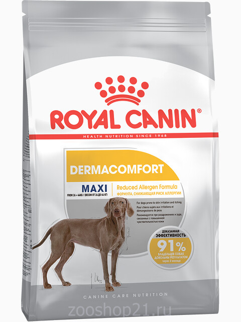 Корм Royal Canin Maxi Dermacomfort для собак крупных пород (26-44 кг) с раздраженной и зудящей кожей, 3 кг