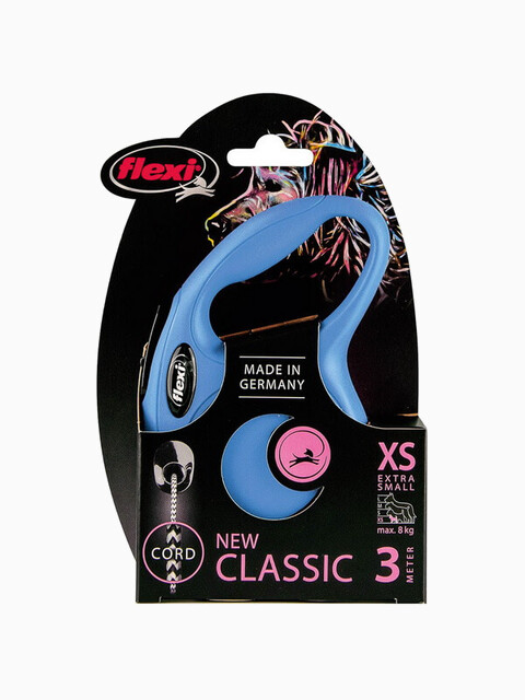 Поводок-рулетка flexi New Classic XS (до 8 кг) для собак 3 м трос синяя
