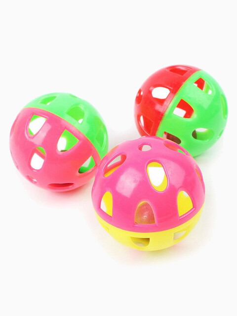 Игрушка для кошек "Мяч-погремушка", желто-розовый, d35мм, за 1шт