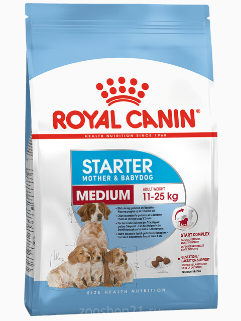 Корм Royal Canin Medium Starter для щенков средних пород до 2 мес., беременных и кормящих сук, 4 кг