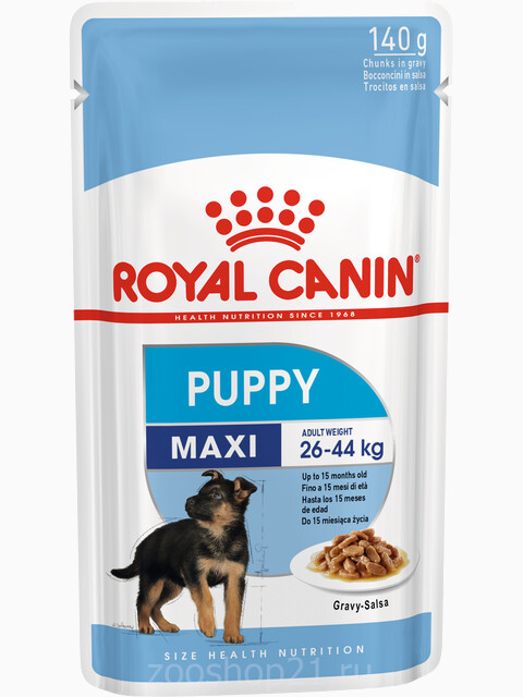 Корм Royal Canin Maxi Puppy (в соусе) для щенков крупных пород 2-15 мес., 140 г