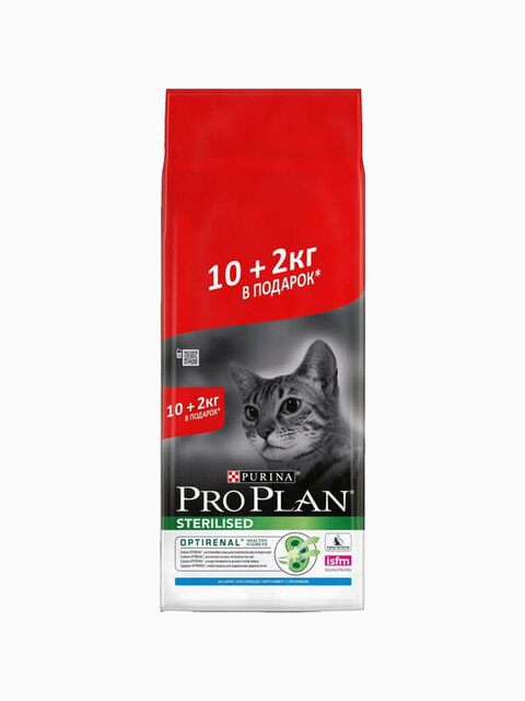 Корм Pro Plan Sterilised для стерилизованных кошек с кроликом, 10 кг + 2 кг в ПОДАРОК