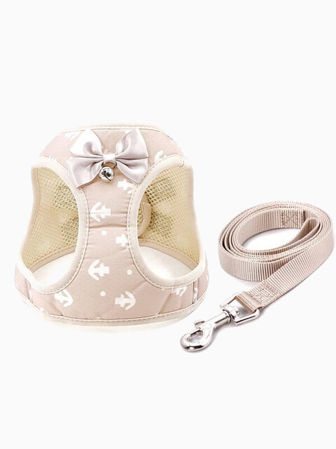 Комплект шлейка и поводок «Якорь» размер S (обхват груди 35-38 см) бежевый