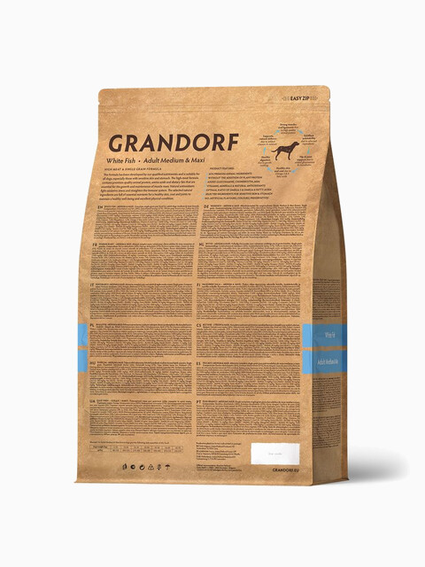 Корм Grandorf White Fish Adult Medium & Maxi для собак средних и крупных пород, белая рыба, 3 кг