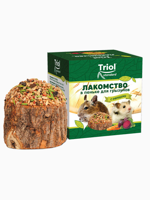 Лакомство в пеньке для мелких грызунов с овощами, 70г