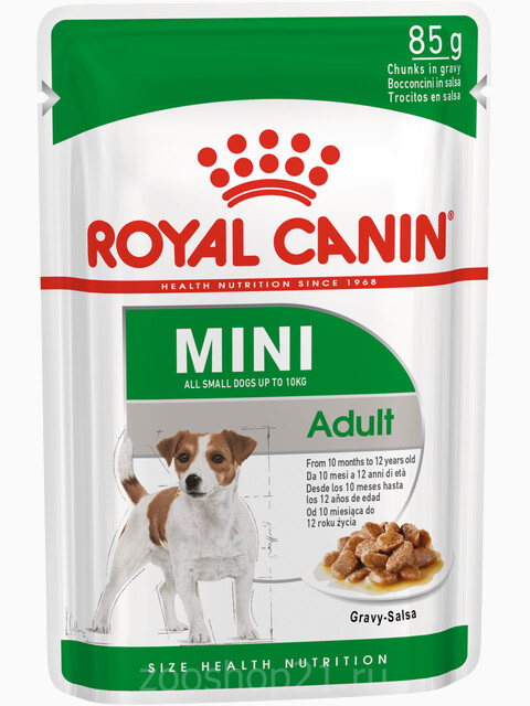 Корм Royal Canin Mini Adult (в соусе) для собак малых пород (до 10 кг), 10 мес. - 12 лет, 85 г