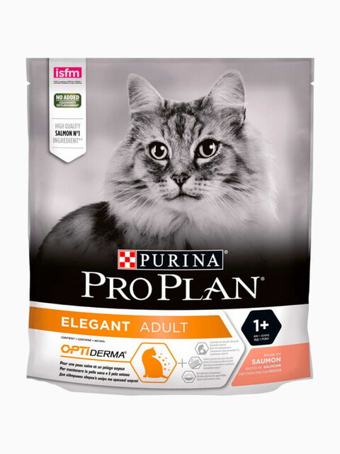 Корм PRO PLAN Elegant OPTI DERMA (комплекс для поддержания здоровья кожи и красоты шерсти) для кошек с лососем, 400 г