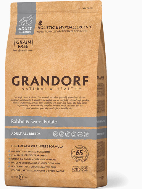 Корм Grandorf Adult All Breeds для собак всех пород (беззерновой), кролик с картофелем, 12 кг