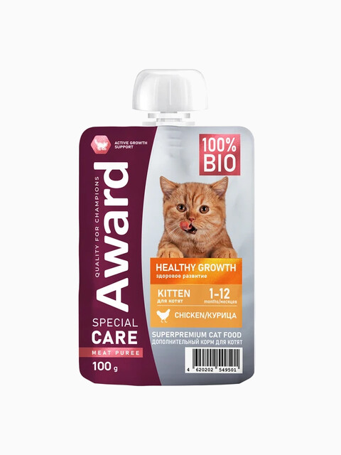Award SPECIAL CARE Healthy Growth пюре для котят от 1 месяца, из мяса курицы, 100 г