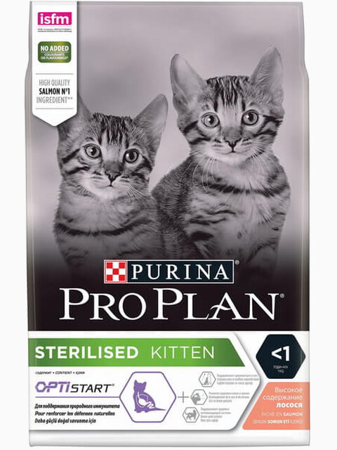 Корм PRO PLAN Sterilised KITTEN OPTI START (комплекс для поддержания природного иммунитета) для стерилизованных КОТЯТ с лососем, 1.5 кг
