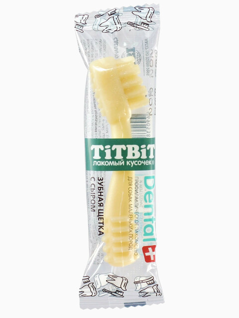 Titbit ДЕНТАЛ+ Зубная щетка с сыром для собак маленьких пород, 13 г