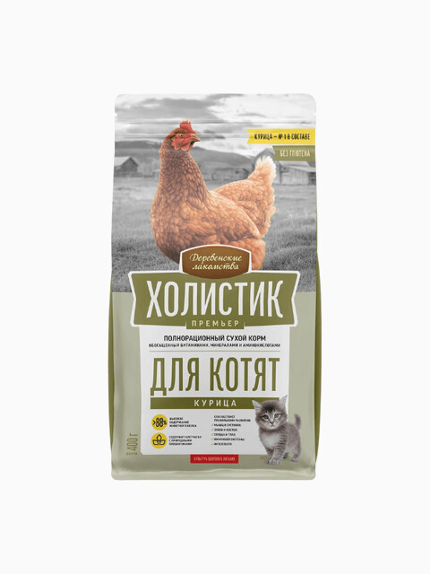 Корм Деревенские лакомства Холистик Премьер для котят, курица, 2 кг