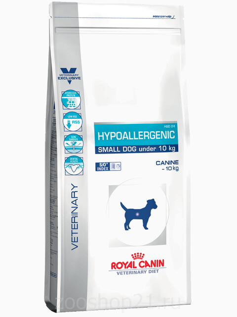 Корм Royal Canin Hypoallergenic Small Dog для собак менее 10 кг с пищевой аллергией/непереносимость, 1 кг