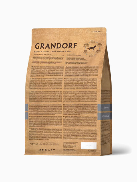 Корм Grandorf Rabbit & Turkey Adult Medium & Maxi для средних и крупных пород, кролик с индейкой, 1 кг