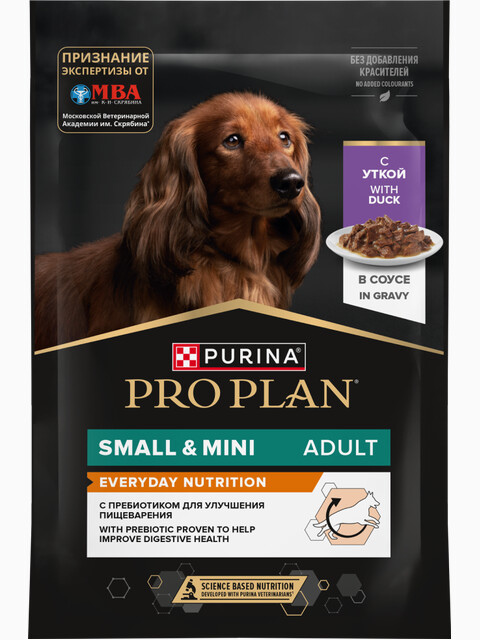 PRO PLAN для взрослых собак мелких и карликовых пород, с уткой в соусе, 85 г