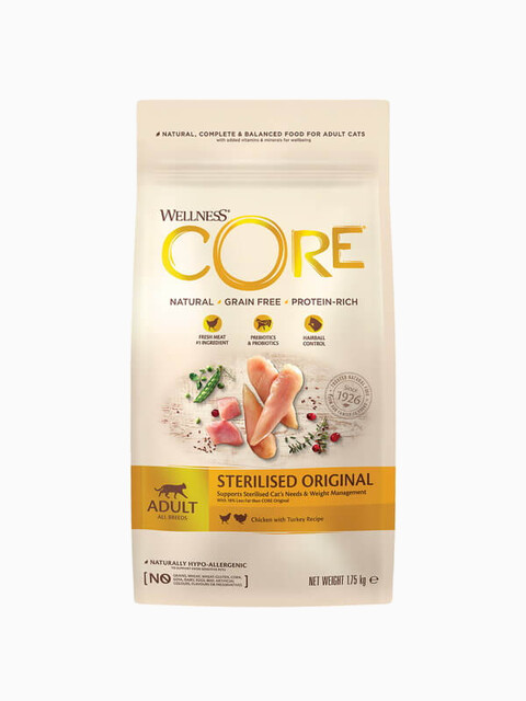 Корм Wellness CORE Sterilised Original для стерилизованных кошек, курица с индейкой, 1.75 кг