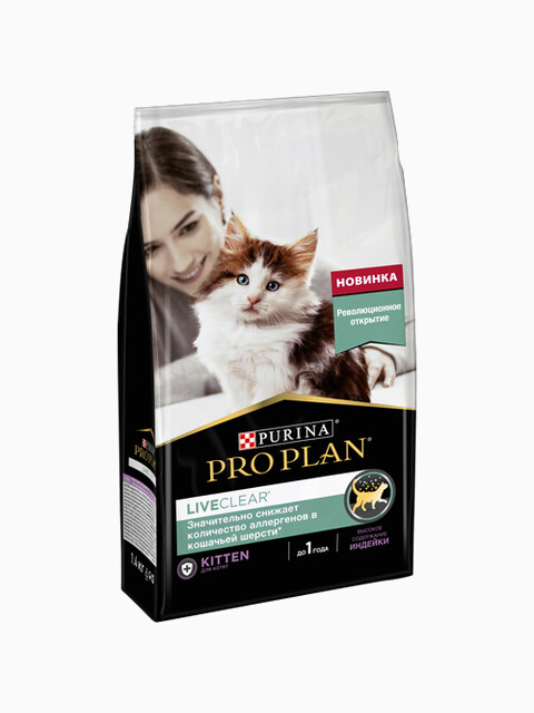Корм PRO PLAN LiveСlear KITTEN для котят до 12 месяцев, с индейкой, 1.4 кг