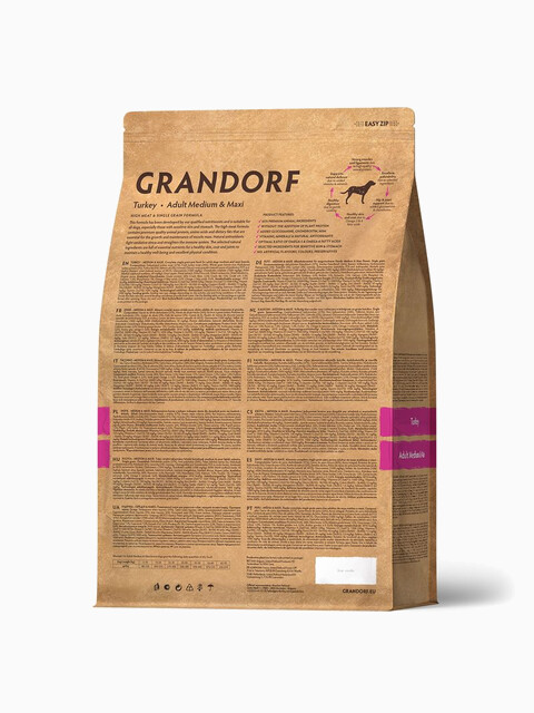 Корм Grandorf Turkey Adult Medium & Maxi для средних и крупных пород, индейка, 1 кг