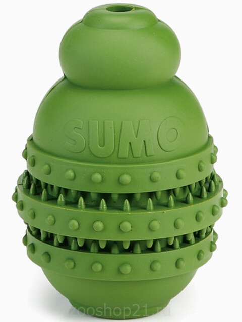 Игрушка для собак "Sumo Play", для зубов, зеленая, 6х6х8,5 см