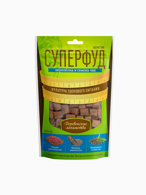 Деревенские лакомства СУПЕРФУД перепелка и семена чиа, 90 г