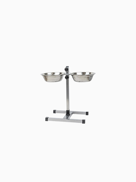 Стойка с мисками регулируемая ECO хром, h40см, 2*1,0л, D20см