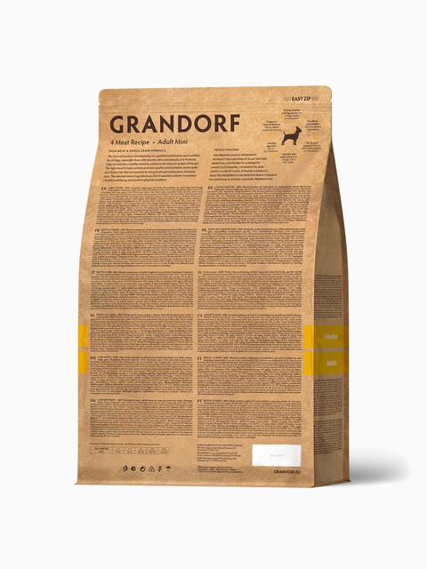 Корм Grandorf Adult Mini 4 Meat Recipe для мелких пород, четыре вида мяса, 3 кг