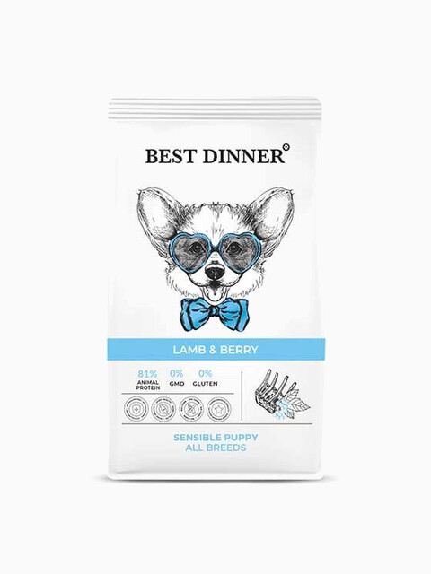 Корм Best Dinner Puppy Sensible Lamb & Berry для щенков всех пород, с ягненком и ягодами, 1.5 кг