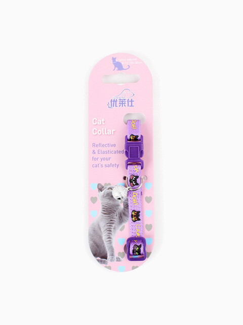 Ошейник нейлоновый для кошек "Panda" с бубенчиком, 20-33 см х 1 см, фиолетовый