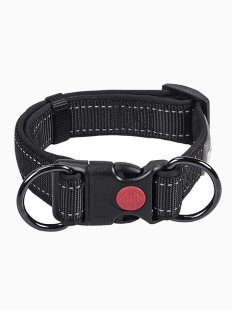 Ошейник нейлоновый "Panda" с светоотражающей ниткой 25 мм 30-50 см, черный
