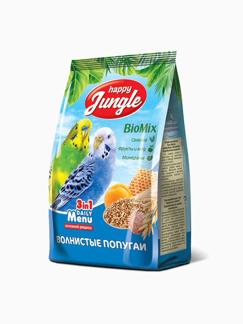 Happy Jungle корм для волнистых попугаев, 500 г