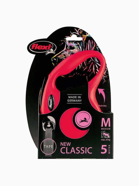 Поводок-рулетка flexi рулетка New Classic M (до 25 кг) 5 м лента красная