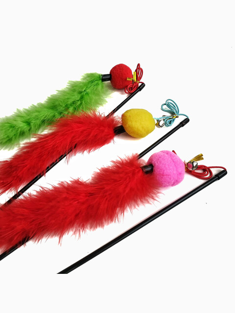 ABC Pet Игрушка-дразнилка с перьями и колокольчиком, 50 см