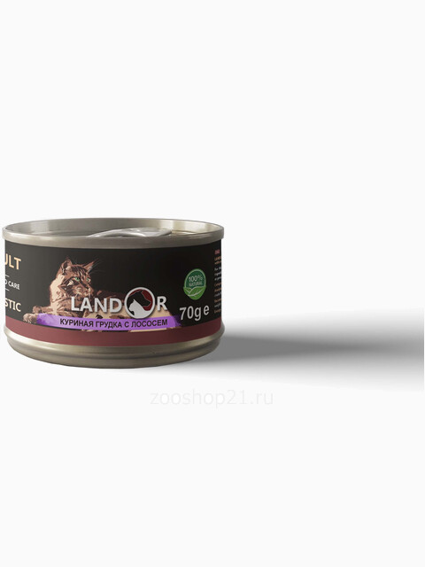 Корм Landor Chiken Breast & Salmon для кошек с куриной грудкой и лососем, 70 г