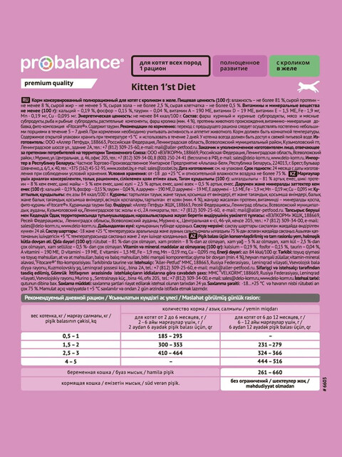 Корм ProBalance для котят с кроликом в желе, 85 г