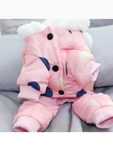 Комбинезон зимний "Горошек", цвет розовый, размер S (длина спины 20 см)