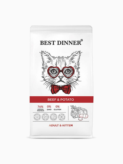Корм Best Dinner Adult & Kitten Beef & Potato для кошек и котят, с говядиной и картофелем, 400 г