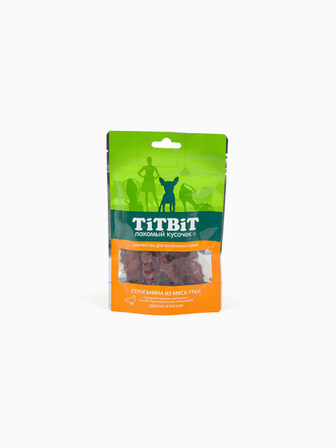 Titbit Строганина из мяса утки для маленьких собак 50 г