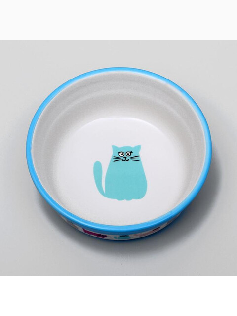 Миска керамическая "Кошачья жизнь", 12,7 х 5 см, голубая