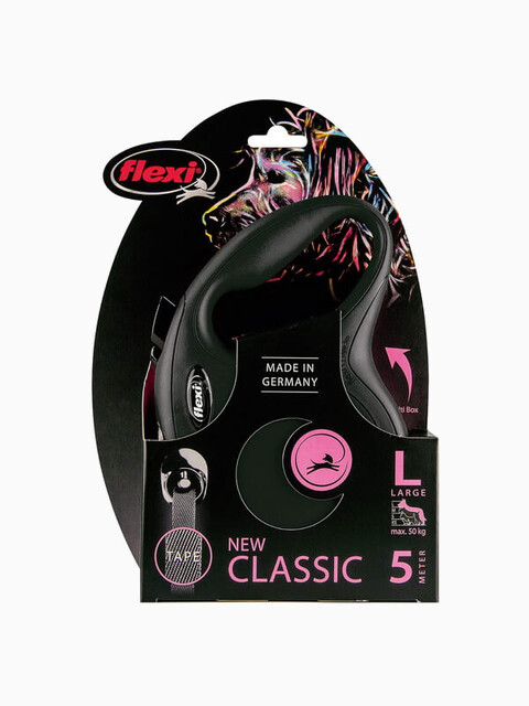 Поводок-рулетка flexi New Classic L (до 50 кг) для собак лента 5 м черная