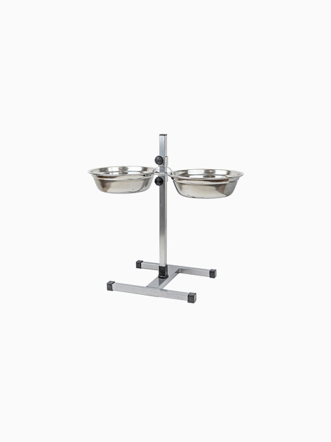 Стойка с мисками регулируемая ECO хром, h50см, 2*2,0л, D24см