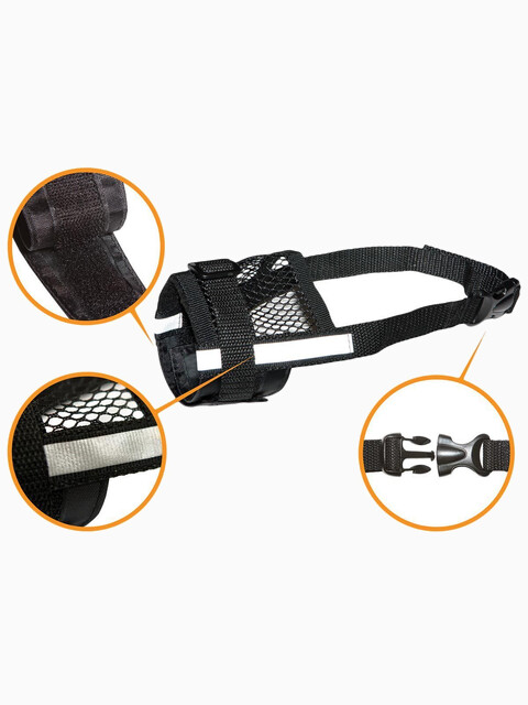 Намордник регулир. нейлон. №4 20-27см черный со светоотражающей лентой