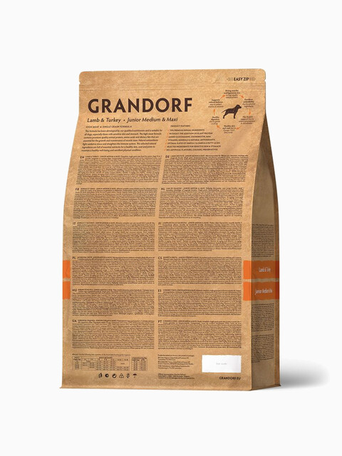 Корм Grandorf Junior Medium & Maxi Lamb & Turkey для юниров средних и крупных пород, ягненок с индейкой, 1 кг