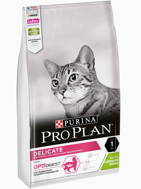 Корм PRO PLAN Delicate OPTI DIGEST для кошек с чувствительным пищеварением с ягненком, 3 кг