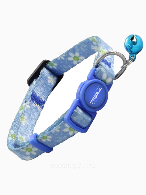 Ошейник нейлоновый для кошек "Ромашки", 10*210-330мм