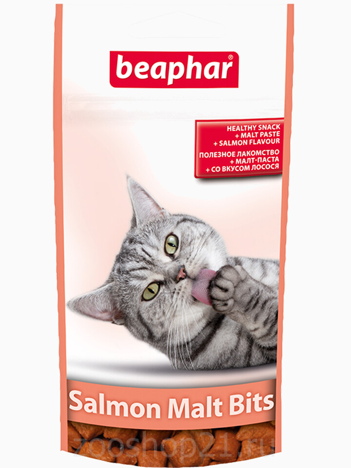 Beaphar Лакомство для вывода шерсти, лосось (Malt Bits Salmon), 75 шт