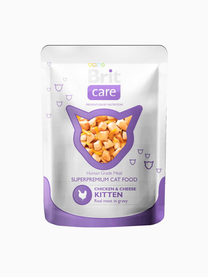 Корм влажный Brit Care беззерновой для котят с курицей и сыром, 80 г