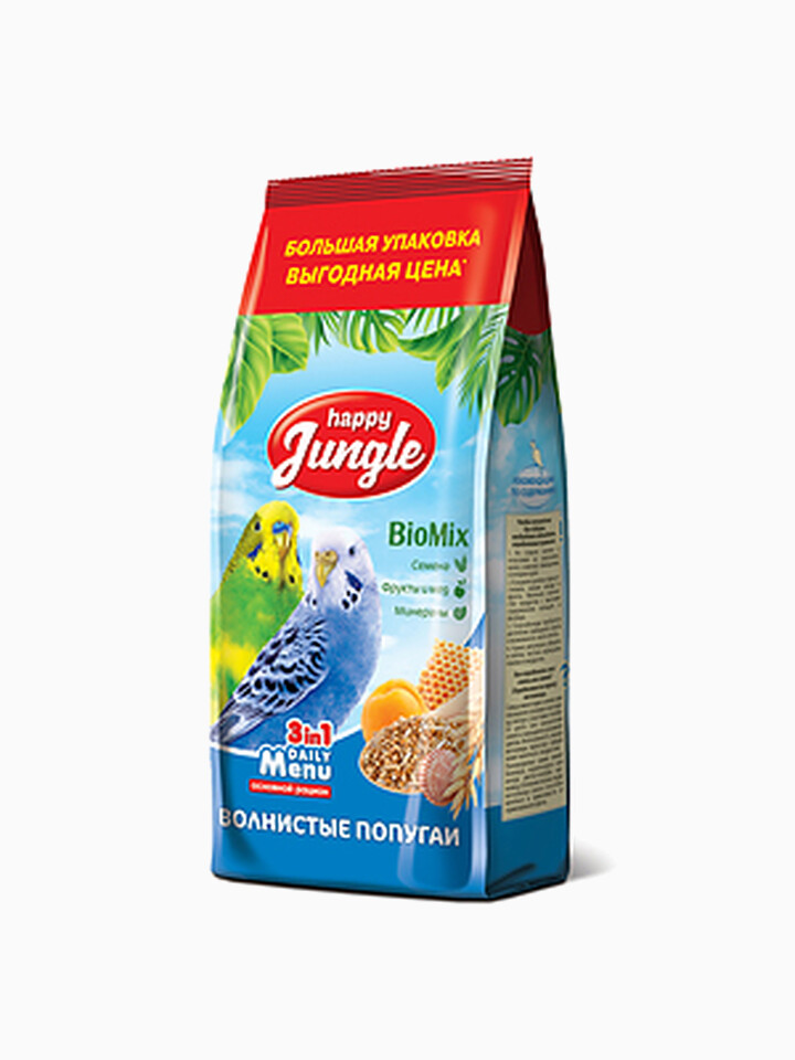 Happy Jungle корм для волнистых попугаев, 900 г