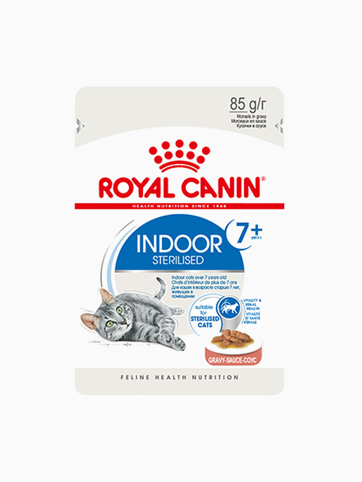 Корм Royal Canin Indoor Sterilized 7+ (в соусе) для домашних стерилизованных кошек старше 7 лет, 85 г