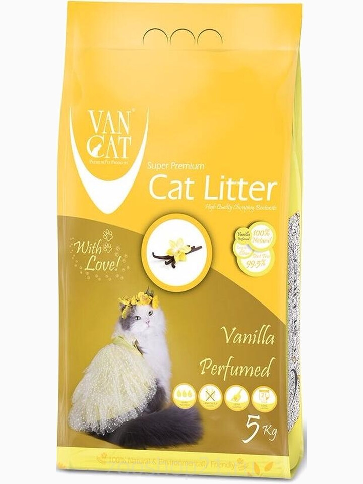 Van Cat Комкующийся наполнитель без пыли с ароматом Ванили пакет, 5 кг